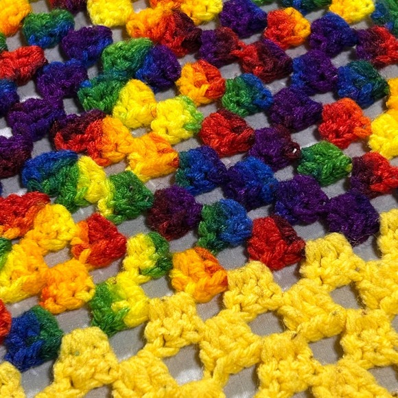 Granny Square Crochet Afghan Blanket Throw Rainbow Handmade Colorful 48x49 - Picture 8 of 8